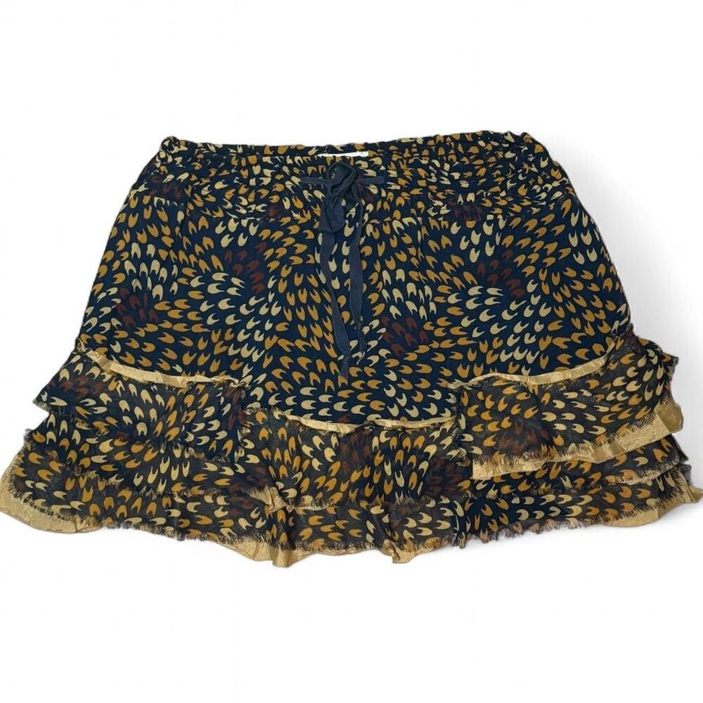 Free People Vintage Ruffle Mini Skirt Drawstring Double Layer Women’s Size Large